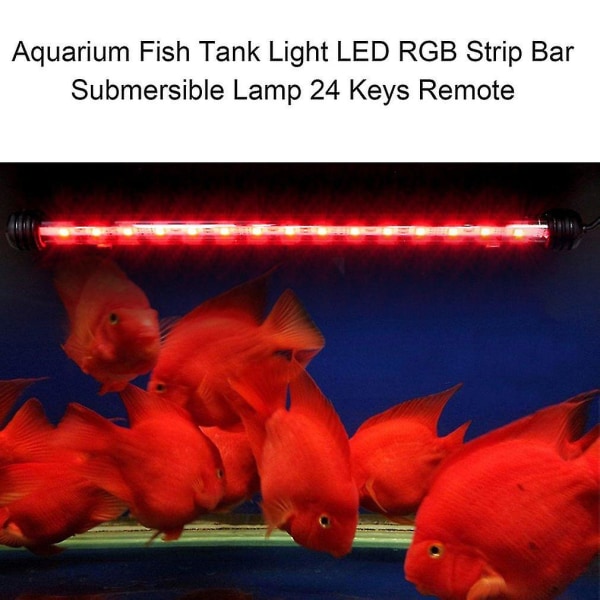 Aquarium Fish Tank Light Led Rgb Strip Bar Dränkbar lampa 24 nycklar Fjärrkontroll
