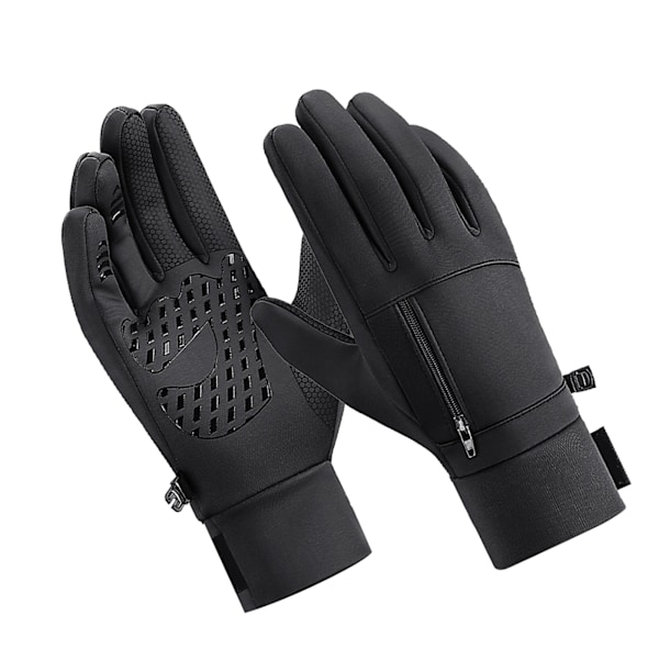 Varme hansker Polyester Vindtett Split Finger Touch Screen Vinterhansker for løping og vandring Svart