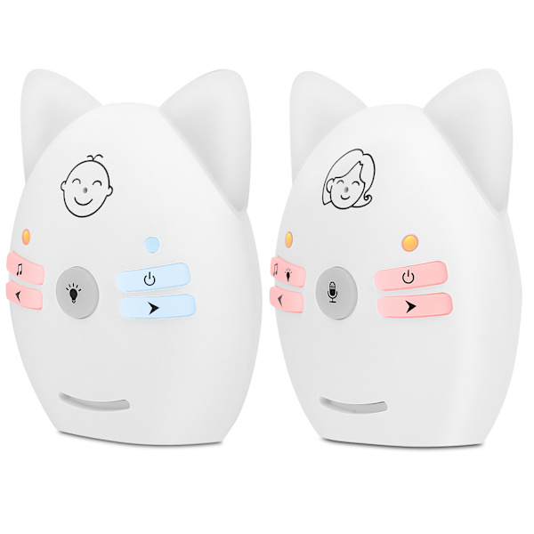Digital Audio Baby Monitor Bærbar Trådløs To-vejs Spædbarnsmonitor med Natlys (EU Stik Audio Monitor)