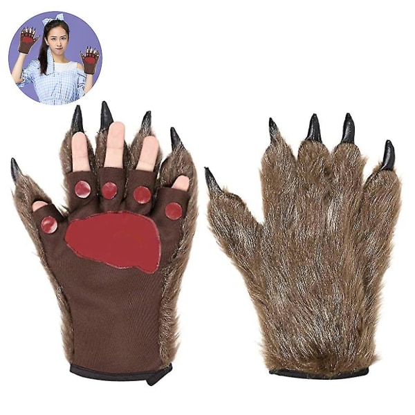 Werewolf Gloves Paw Fingerless Winter Plush Gloves 1 par