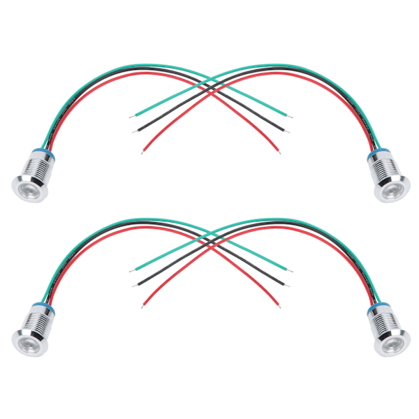 4 Sæt Indikator LED-lys Vandafvisende Almindelig Anode Industrielle Kontrolkomponenter 12mm 110-220VRød og Grøn