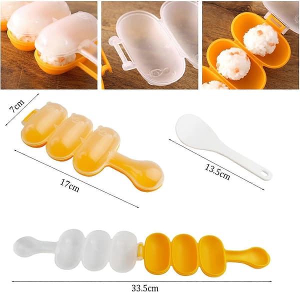 Gjør-det-selv risbolleform (oransje med 1 skje), non-stick risbolleshaker