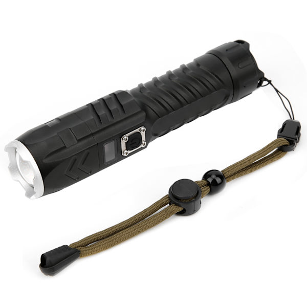 Ultraljusbar utomhusficklampa Zoombar Fokuserande USB Uppladdningsbar Smart Power Display