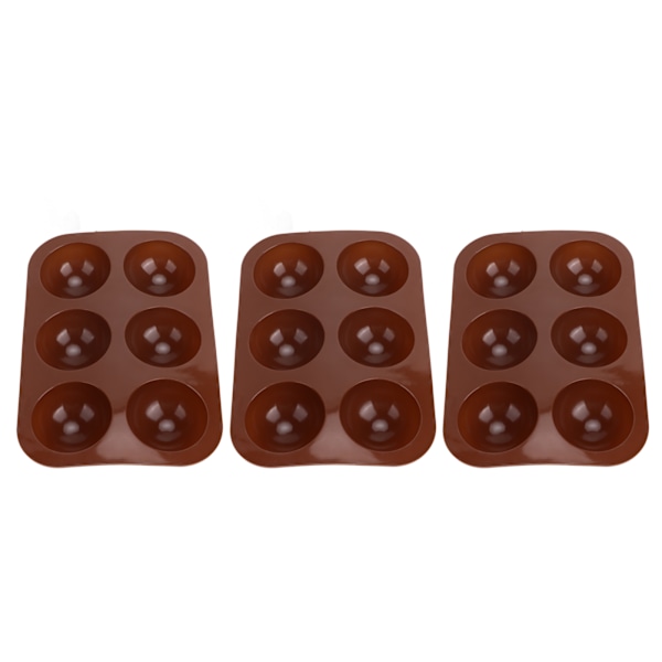 3 kpl 6 reiän silikoninen leivonnaismuotti Semi Sphere Chocolate Bombs -muotti kakkuille ja pudingeille