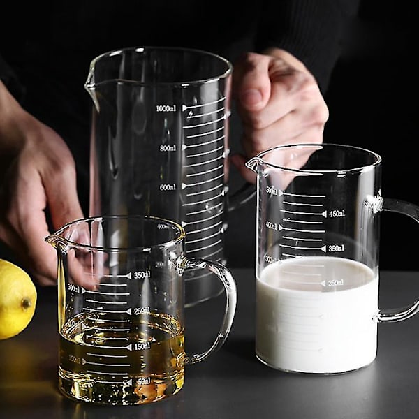 Høj Borosilikat Glas Målebæger 350ml/500ml/1000ml -20-150°C Temperatur