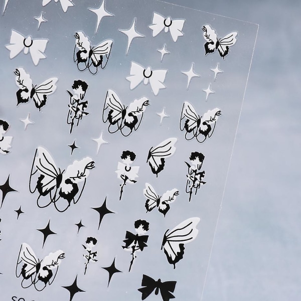 Black Rose Butterfly Star Bow Nail Sticker