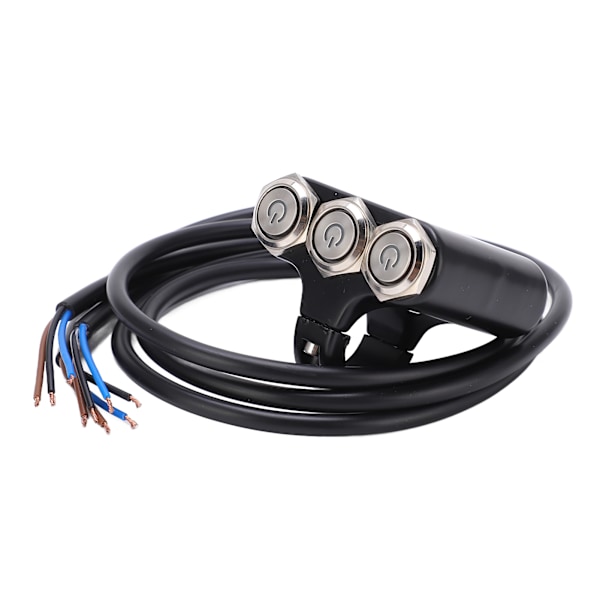 22 mm moottoripyörän kytkin 3 painiketta vedenpitävä ohjaustangon asennus LED-sinisellä valolla alumiiniseos 12V