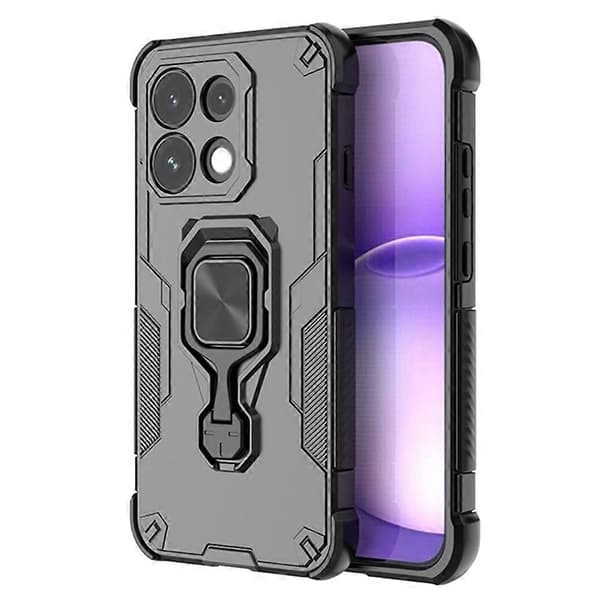 Kompatibel med Oppo Reno16 Pro 5G (Global) deksel roterbart ringstativ PC + TPU støtsikkert telefondeksel Grey