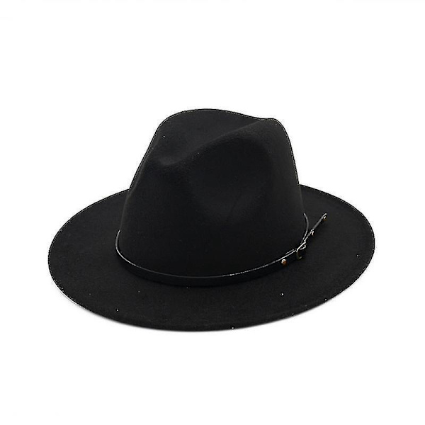 Sort uldfilt Fedora Hat til kvinder og mænd