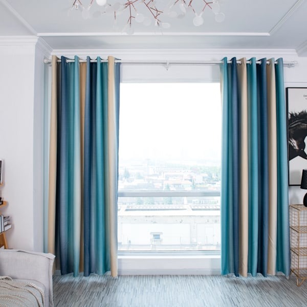 Stripe Gradient Fönster Gardin Panel Vardagsrum Sovrum Hotell Divider Shade Gardin (#1)