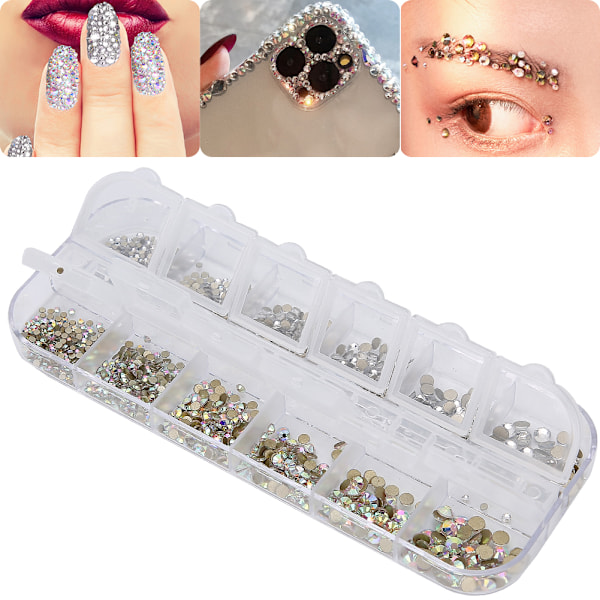 Nail Art AB Kristall Rhinestones Färgglada Flatback Glas Nageldekoration Gör-det-själv manikyr Tillbehör1#