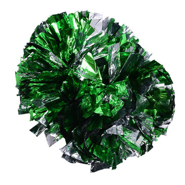 Cheerleader Aerobics Pom Poms Pompoms for Dance Party School Sports Competition (Green Silver)