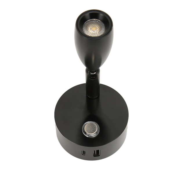 Läslampa för husbil med USB Typ C-port Blå Nattlampa 3-färgsbländande Båtläslampa Polerad yta Touch Switch DC12‑24V Svart