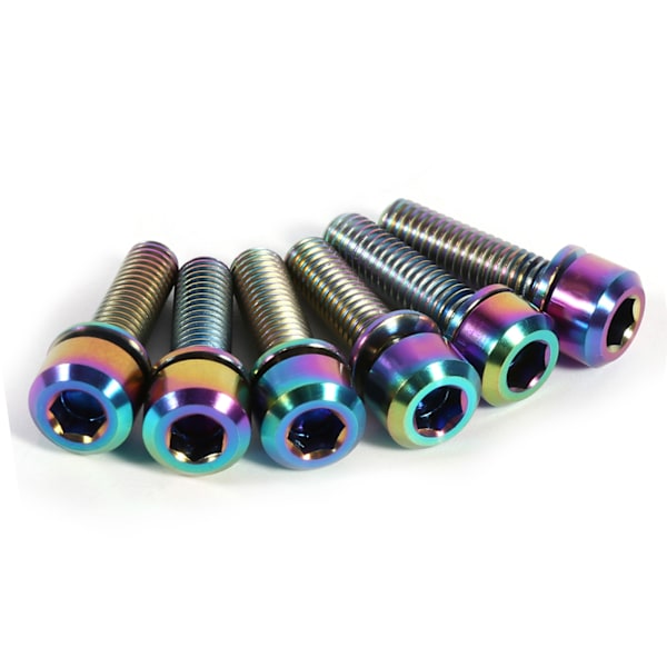 M5 x 18 mm titaaniset pyörän ohjaustangon ruuvit Pultit välikappaleilla Pyöräpaket 6 kpl (sateenkaari)