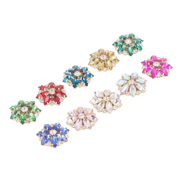 10 stk. Blomsterform Rhinestone Knapper Utsøkte DIY Sy På Rhinestone Knapper for Håndverk Klær