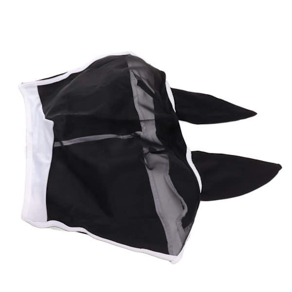 Hestefluemaske All Round Mesh Andas Flugmaske Elastisk UV-beskyttelse Hest Ansigtsmaske med Ører Sort S 42x35cm / 16,5x13,8in