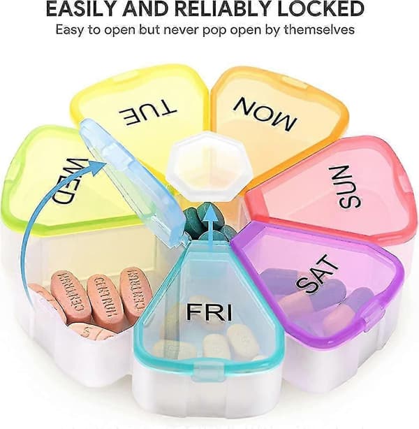 Bärbar veckoorganisatör, Iave 7 Day Tablet Box Case Medicine Flaskor