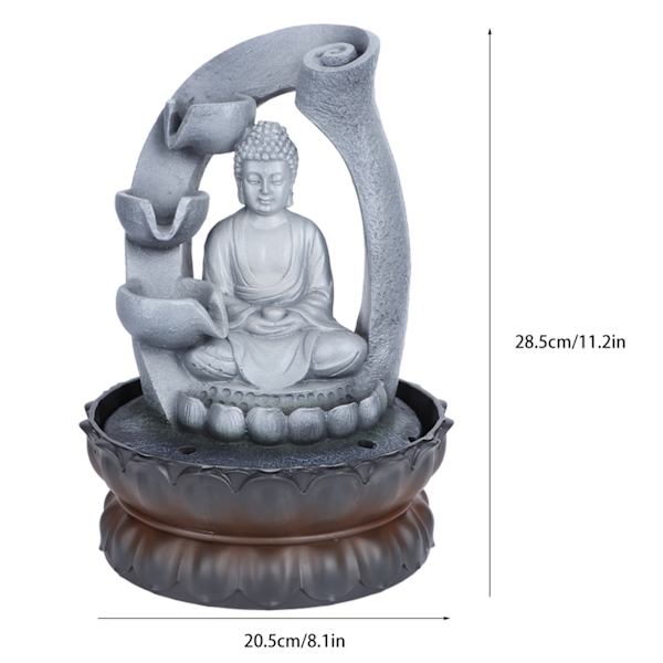 Ainutlaatuinen hartsi Buddha pöytäsuihkulähde koriste pöytäkoriste valolla kotitoimistoon EU-pistoke 220V