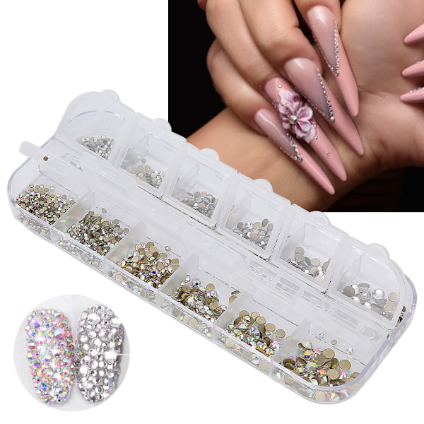 Nail Art AB Kristall Rhinestones Färgglada Flatback Glas Nageldekoration Gör-det-själv manikyr Tillbehör1#