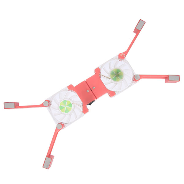 DRS03 Sammenklappelig Laptop Kølepude Dobbelte Blæsere LED Blåt Lys Notebook Computer Køler (Pink)