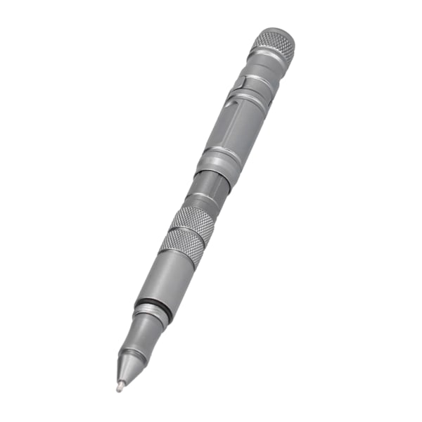 MultiTool Pocket Pen Självförsvarsverktyg med LED-ficklampa Mini Cutter för utomhusbruk (Silvergrå)