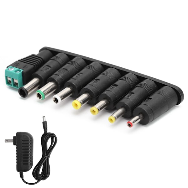 Strømforsyningsadapter 12V 2A LED-strimler skiftende oplader med 8 DC-konverteringsstik 100-240V US-stik