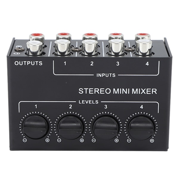 CX400 Mini Passiivinen Stereomixeri Mini Kannettava Stereo 4-kanavainen Mixeri CD-soittimelle Nauhurille Tietokoneelle Matkapuhelimelle Tablet-laitteelle Tietokoneelle Musta