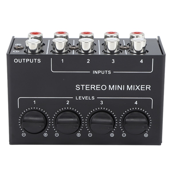CX400 Mini Passiv Stereomixer Mini Bærbar Stereo 4-kanals Mixer for CD-spiller Båndopptaker Datamaskin Mobiltelefonnettbrett Datamaskin Svart