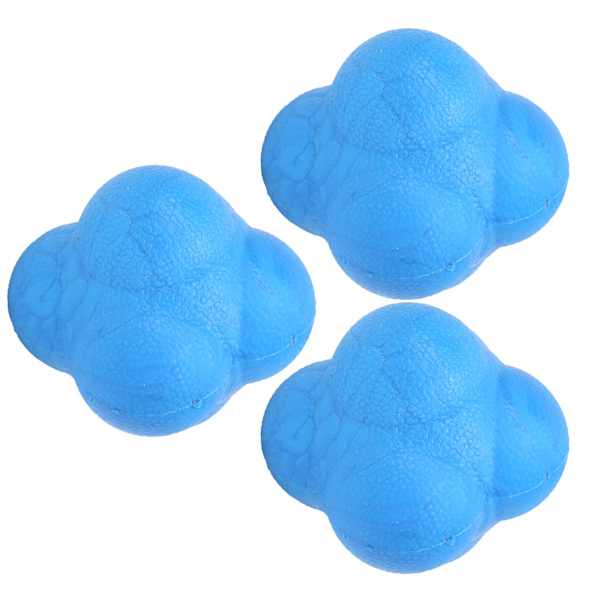 3 stk. Hex Bounce Reaktionsbold TPR Koordination Refleks Øvelse Sport Fitness Træningsbold Blå
