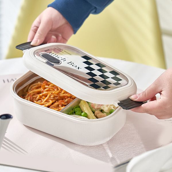 2-roms Bento Box Varmekonservering Rustfritt stål mellomlag Lunchboks Lufttette bærbare matbeholdere for skolekontorsgaller