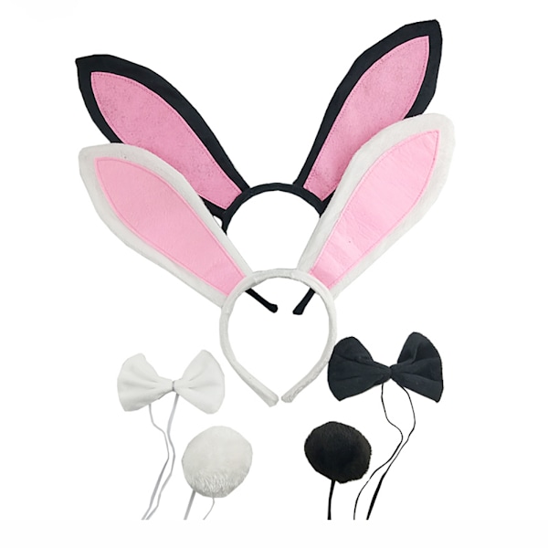 3 st/set Easter Bunny Ears Pannband Svansar fluga Set för påsk Kostym rekvisita