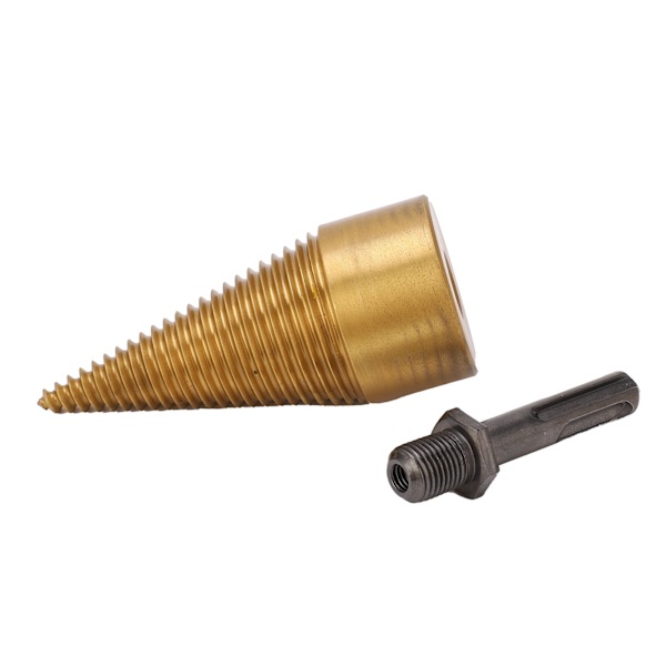 Twist Wood Splitter Wood Cone Punch Borrkrona Runt skaft TiPlating Split Tool 42mm L