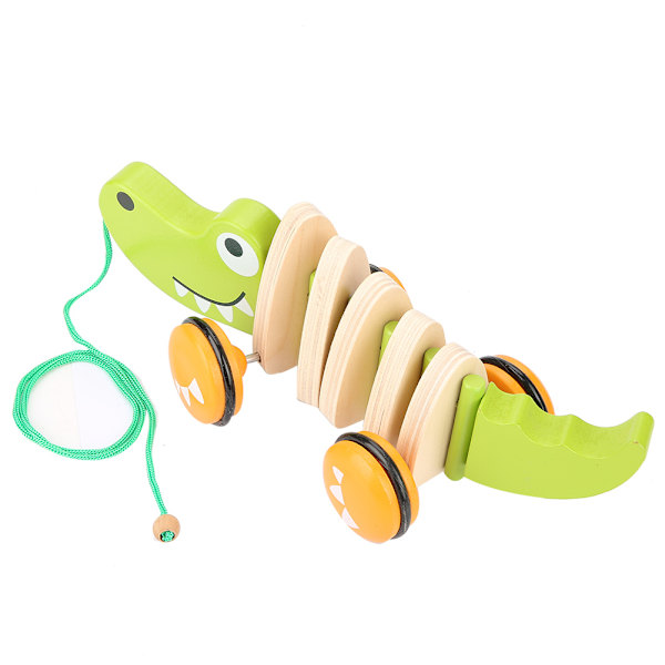 Småbarn Barn Krokodil Trärep Leksak Walk A Long Pull Toy