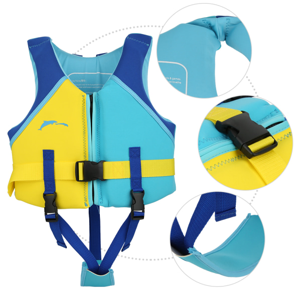 Neopreeninen sininen keltainen kesälasten pelastusliivi Fin kelluvuus kelluva turvaliivit ajelehtimiseen uintiinM