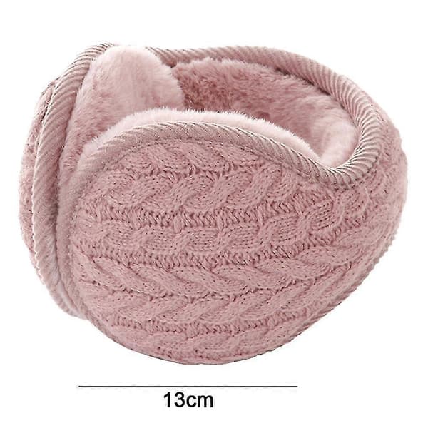 Varma stickade öronvärmare Vikbara Öronmuffar Vinteröronmuffar Unisex Pink