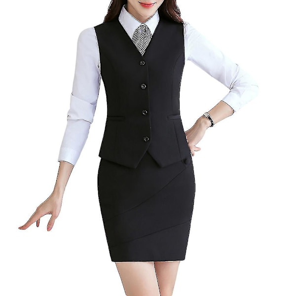 Dame XL Sort V-Hals Forretningsformel Vest