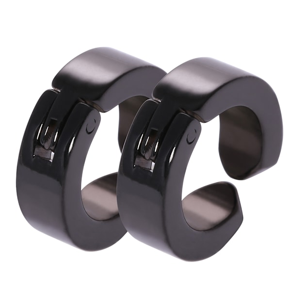 1 par elegante øreclips i rustfrit stål Øreringe Ear Cuff Smykker Gave (sort glat overflade)