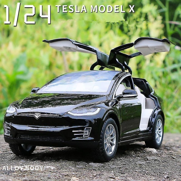 Hhcx-1:24 Tesla Model X -metalliseosautomalli Diecast Metal Simulation Leluautomalli