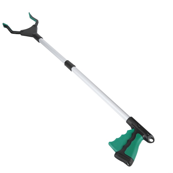 Multifunksjonell sammenleggbar lang søppelklype Grabber Picker Tools Sanitærrengjøringstilbehør Grønt håndtak Sølv Tube
