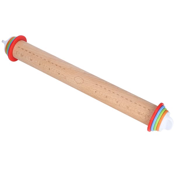 Wooden Adjustable Thickness Rolling Pin Flour Stick Dough Rollers Handle with Scale for Kitchen/Bakery Rolling Pin 43cm