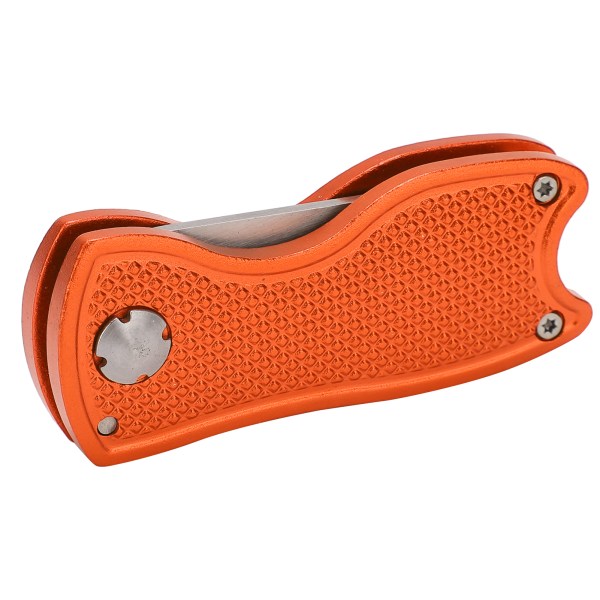 Golf Green Fork Rostfritt stål hopfällbart Golf Divot reparationsverktyg med knapp MagneticOrange