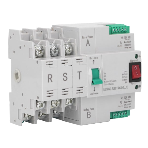 Automatisk överföringsbrytare Dual Power 3P Controller AC400V Rail Mount for Factory Farm 100A