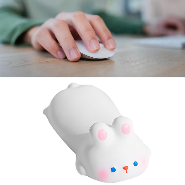 Tangentbords handledsstöd Tecknad Djur Stil Mjuk Bekväm Trötthetslindring Tangentbords Handledsdyna för Hem Spel Kontor Vit Kanin