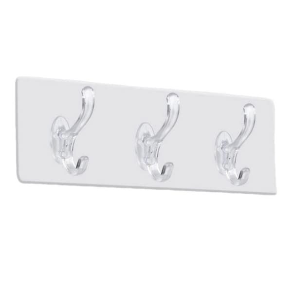 Wall Mounted Coat Rack PVC Strong Stable Multifunctional Simple Wall Hanger with 3 Hooks for Clothes Hats