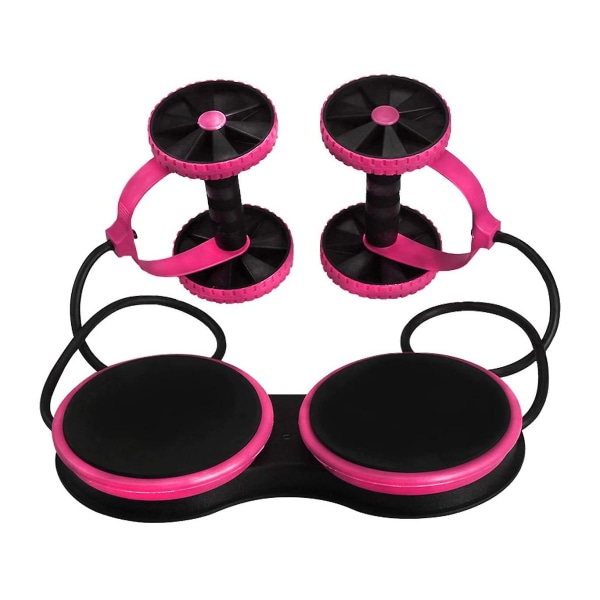 Double Ab-roller vatsalihaspyörä kotivatsavarsien harjoitteluun Pink