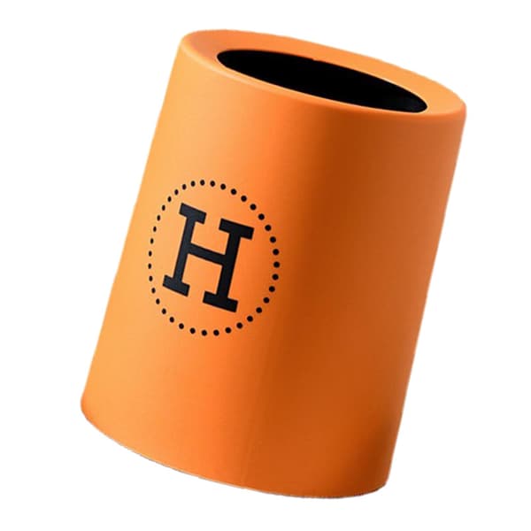 Open Trash Can Plastic Double Layer Thick Round Mini Waste Bin for Bedroom Office Orange 13L
