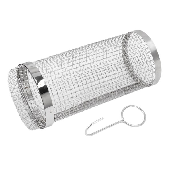 Grillkurv Rustfrit Stål Varmebestandig Rustbeskyttelse BBQ Grillbur med Krog til Campingfest 20cm/7.9in