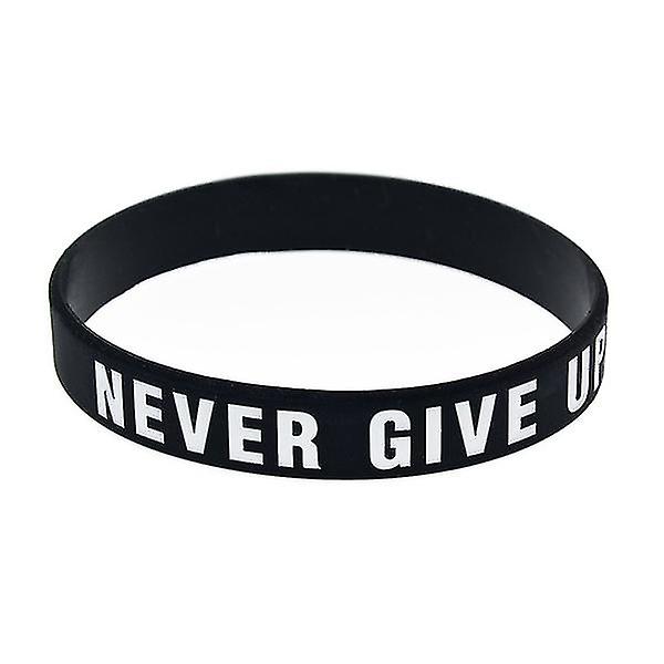 "Ge aldrig upp" motiverande silikonarmband Gummiband Sportarmband Black