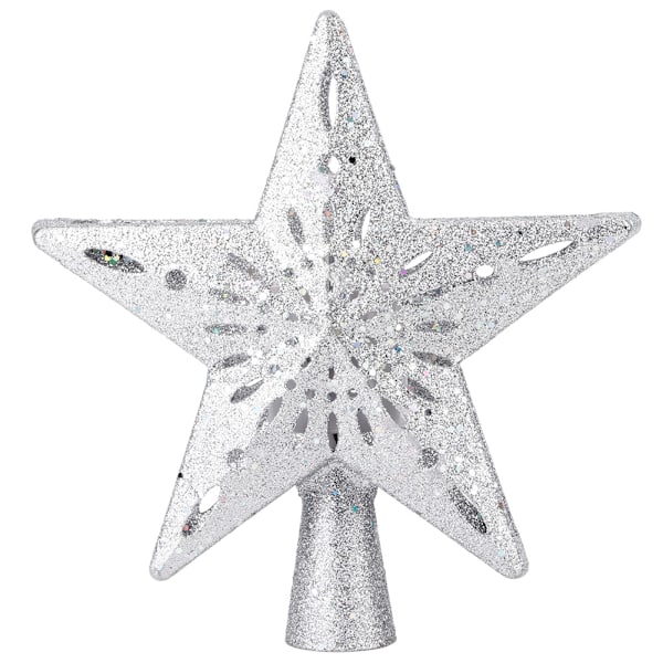 100-240V LED Hollow Star Snowflake Projector Light Rotation Lamp for Christmas Tree Top Decorationssilver US