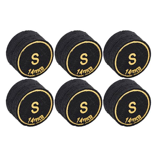 6 stk Pool Cue Tips Professionelle Multi-Layer Billard Pool Cue Tips Udskiftning til Pool Cue og Snooker 14mm S